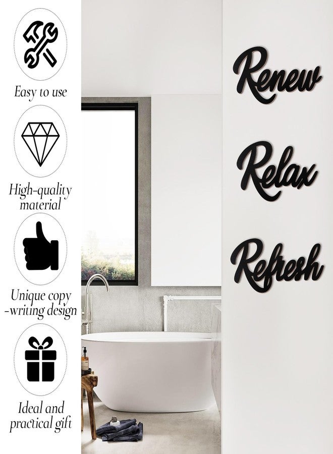 Josojoou 3PCS Relax, Renew, Refresh Bathroom Wall Art, Wooden Black Letter, Bathroom Wall Art Decor, Farmhouse Bath room Arts Signs Can Be Hanged in Any Room - Image 3
